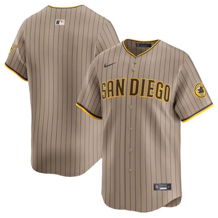 Men's San Diego Padres Blank Tan 2024 Alternate Limited Stitched Baseball Jersey Men's San Diego Padres Blank Tan 2024 Alternate Limited Stitched Baseball Jersey