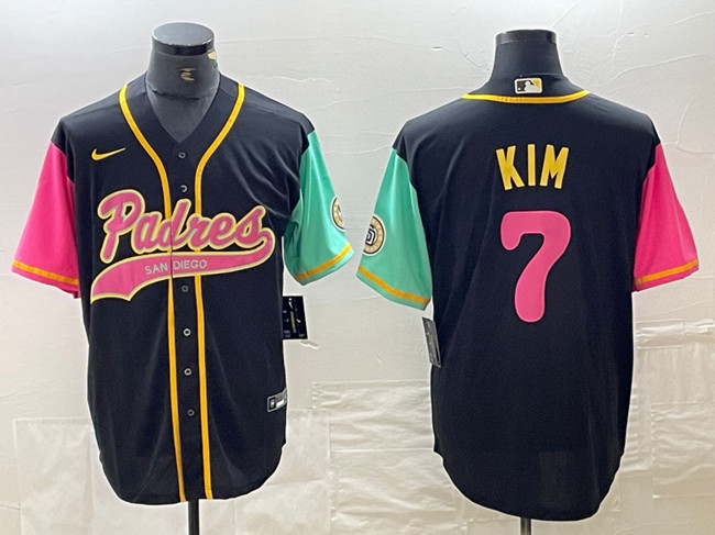 Men's San Diego Padres #7 Ha-Seong Kim Black City Connect Cool Base Stitched Baseball Jersey Men's San Diego Padres #7 Ha-Seong Kim Black City Connect Cool Base Stitched Baseball Jersey
