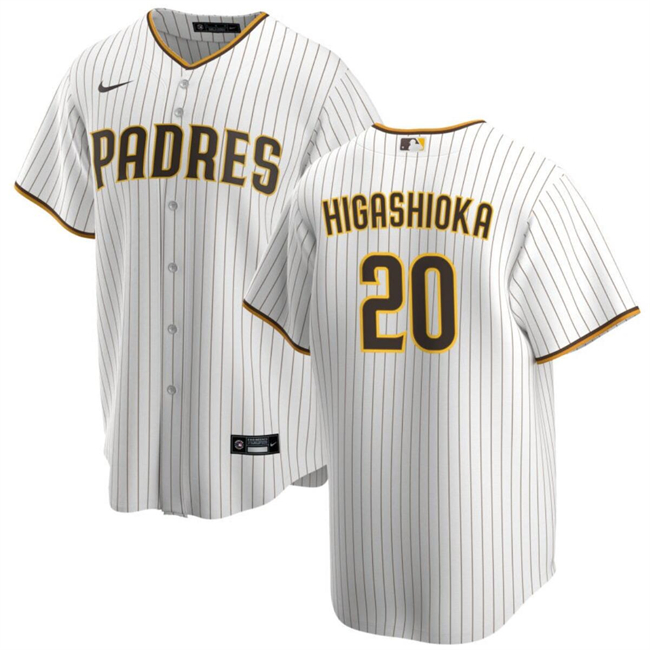 Men's San Diego Padres #20 Kyle Higashioka White Cool Base Stitched Baseball Jersey Men's San Diego Padres #20 Kyle Higashioka White Cool Base Stitched Baseball Jersey