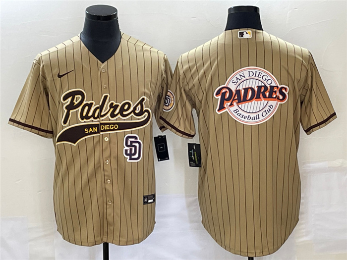 Men's San Diego Padres TanTeam Big Logo In Back Cool Base With Patch Stitched Baseball Jersey Men's San Diego Padres TanTeam Big Logo In Back Cool Base With Patch Stitched Baseball Jersey