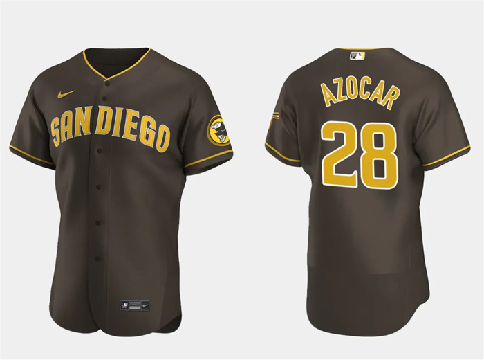 Men's San Diego Padres #28 José Azocar Brown Flex Base Stitched Baseball Jersey Men's San Diego Padres #28 José Azocar Brown Flex Base Stitched Baseball Jersey