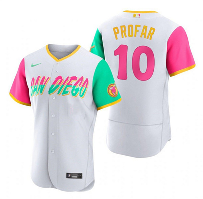 Men's San Diego Padres #10 Jurickson Profar 2022 White City Connect Flex Base Stitched Baseball Jersey Men's San Diego Padres #10 Jurickson Profar 2022 White City Connect Flex Base Stitched Baseball Jersey