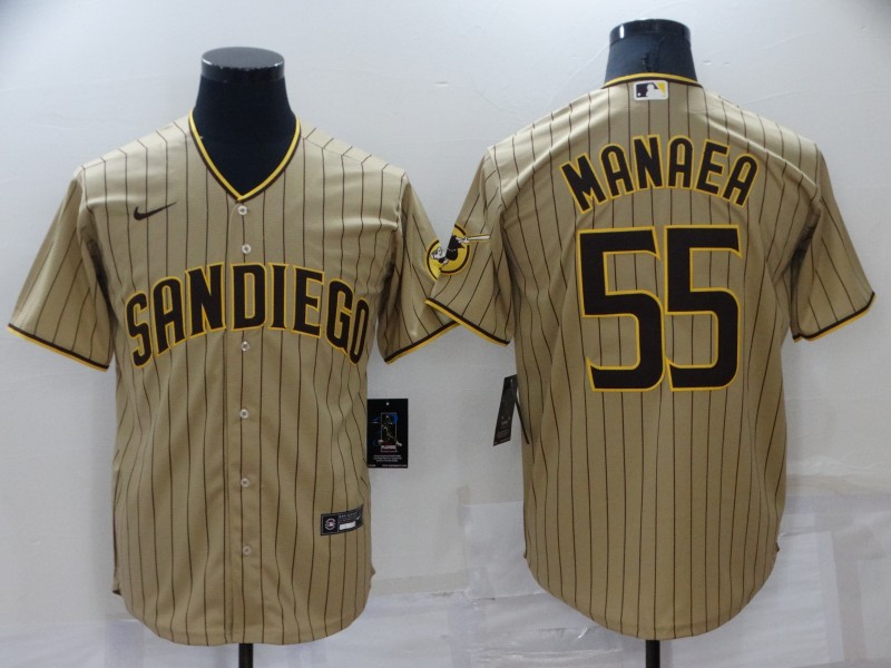 Men's San Diego Padres #55 Sean Manaea Tan Brown Cool Base Stitched Jersey Men's San Diego Padres #55 Sean Manaea Tan Brown Cool Base Stitched Jersey