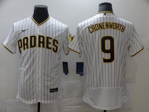 Men San Diego Padres 9 Cronenworth White stripe Elite 2021 Nike MLB Jersey Men San Diego Padres 9 Cronenworth White stripe Elite 2021 Nike MLB Jersey