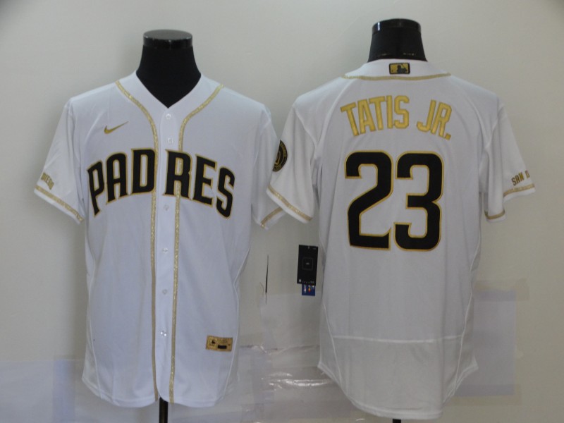 Padres 23 Fernando Tatis Jr. White Gold Nike Flexbase Jersey Padres 23 Fernando Tatis Jr. White Gold Nike Flexbase Jersey