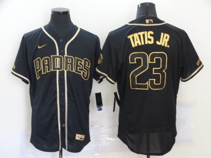 Padres 23 Fernando Tatis Jr. Black Gold Nike Flexbase Jersey Padres 23 Fernando Tatis Jr. Black Gold Nike Flexbase Jersey
