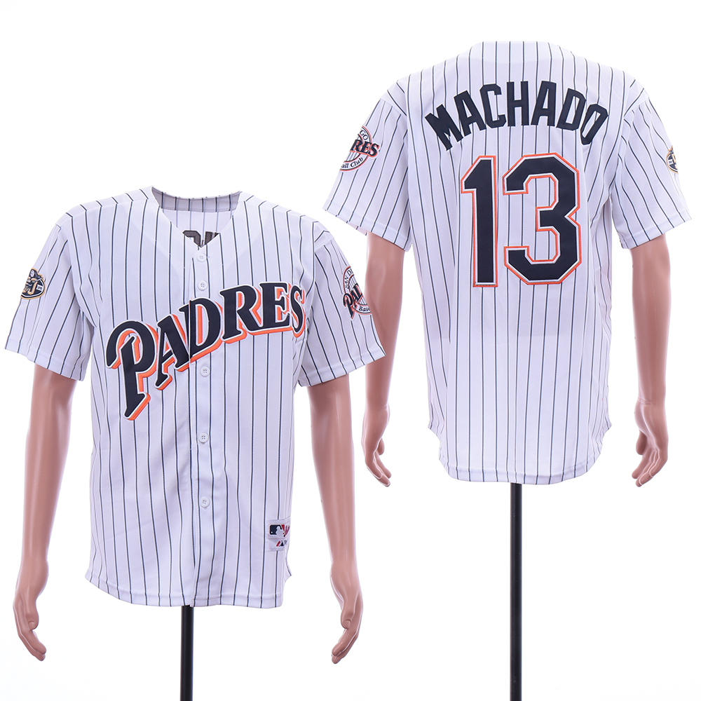 Padres 13 Manny Machado White 50th Anniversary Patch Turn Back The Clock Jersey Padres 13 Manny Machado White 50th Anniversary Patch Turn Back The Clock Jersey