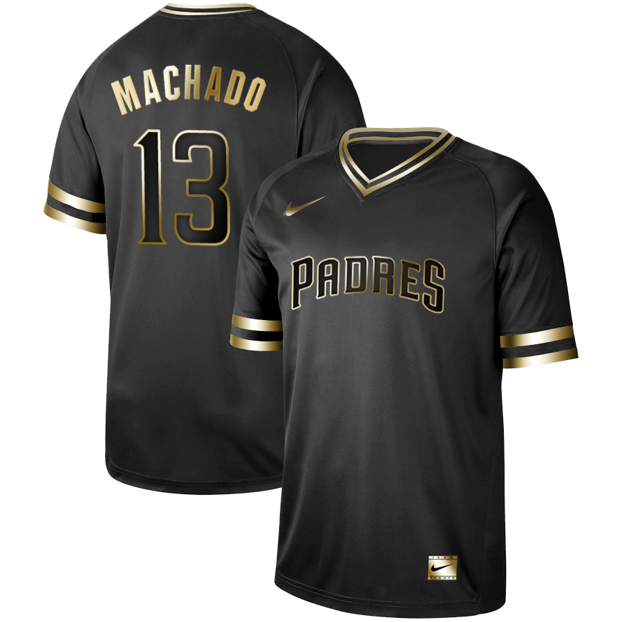 Padres 13 Manny Machado Black Gold Nike Cooperstown Collection Legend V Neck Jersey Padres 13 Manny Machado Black Gold Nike Cooperstown Collection Legend V Neck Jersey