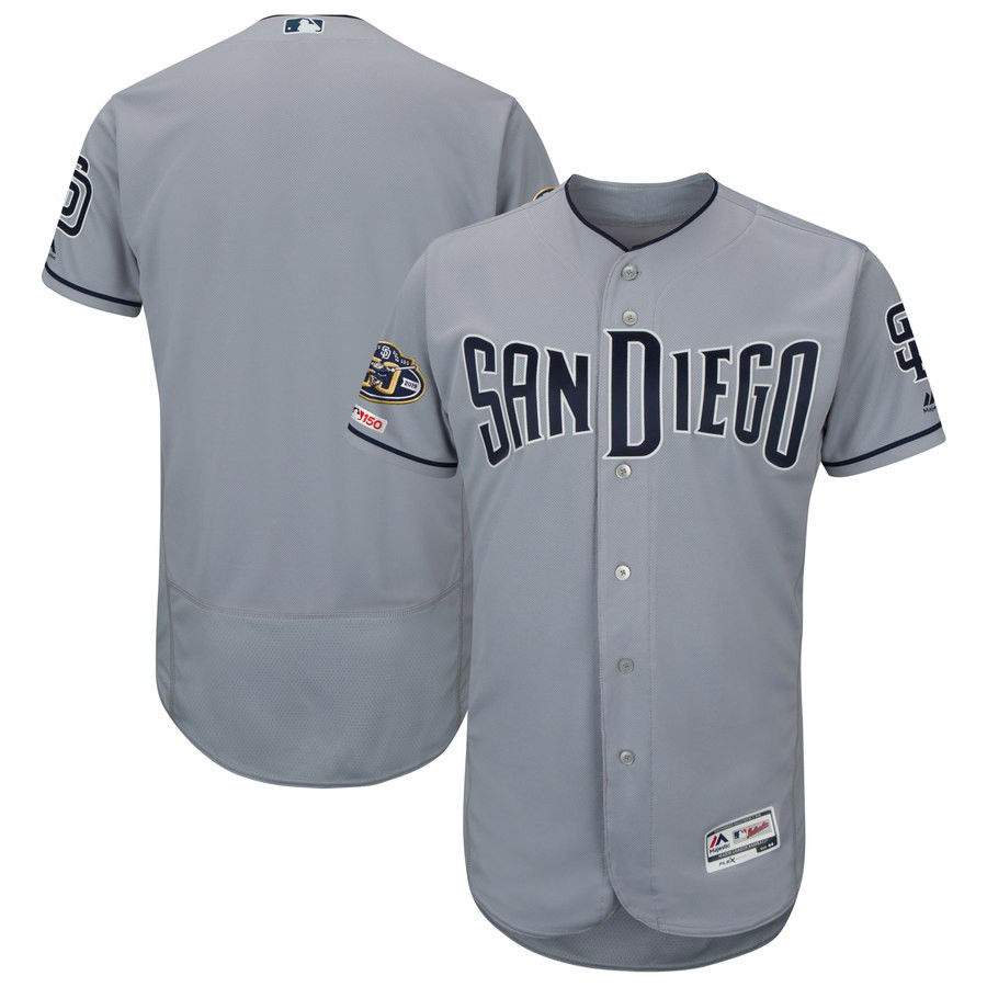 Padres Blank Gray 50th Anniversary And 150th Patch FlexBase Jersey Padres Blank Gray 50th Anniversary And 150th Patch FlexBase Jersey