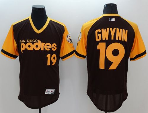 Padres #19 Tony Gwynn Brown Gold Flexbase Authentic Collection Cooperstown Stitched MLB Jersey Padres #19 Tony Gwynn Brown Gold Flexbase Authentic Collection Cooperstown Stitched MLB Jersey