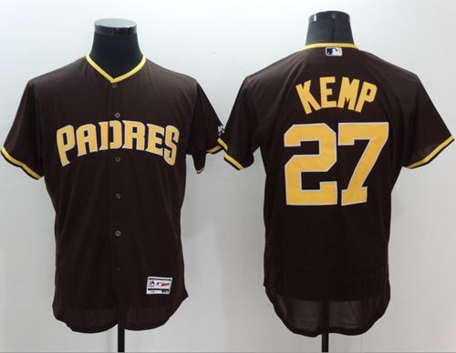 Padres #27 Matt Kemp Brown Flexbase Authentic Collection Stitched MLB Jersey Padres #27 Matt Kemp Brown Flexbase Authentic Collection Stitched MLB Jersey