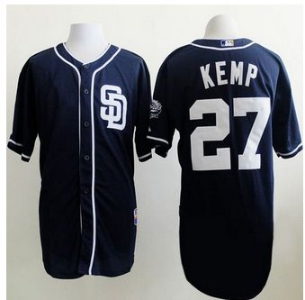 San Diego Padres #27 Matt Kemp Dark Blue Alternate 1 Cool Base Stitched Baseball Jersey San Diego Padres #27 Matt Kemp Dark Blue Alternate 1 Cool Base Stitched Baseball Jersey