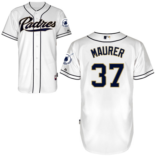 San Diego Padres #37Brandon Maurer Authentic Personalized Home White Jersey San Diego Padres #37Brandon Maurer Authentic Personalized Home White Jersey