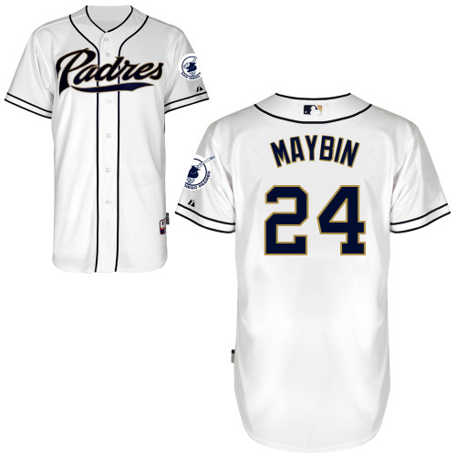 San Diego Padres #24Cameron Maybin Authentic Personalized Home White Jersey San Diego Padres #24Cameron Maybin Authentic Personalized Home White Jersey