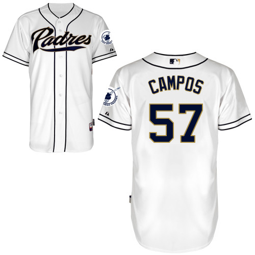 San Diego Padres #57Leonel Campos Authentic Personalized Home White Jersey San Diego Padres #57Leonel Campos Authentic Personalized Home White Jersey