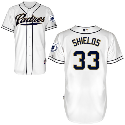 San Diego Padres #33James Shields Authentic Personalized Home White Jersey San Diego Padres #33James Shields Authentic Personalized Home White Jersey