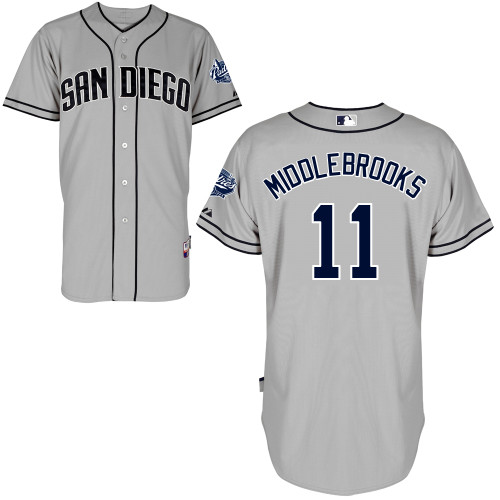 San Diego Padres #11Will Middlebrooks Authentic Personalized Road Gray Jersey San Diego Padres #11Will Middlebrooks Authentic Personalized Road Gray Jersey