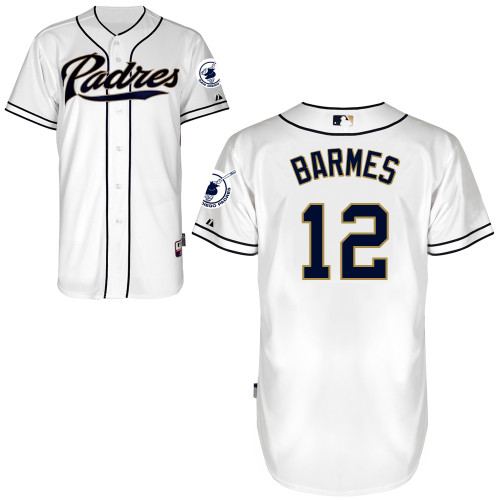 San Diego Padres #12Clint Barmes Authentic Personalized Home White Jersey San Diego Padres #12Clint Barmes Authentic Personalized Home White Jersey