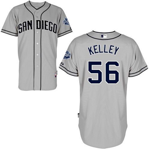 San Diego Padres #56Shawn Kelley Authentic Personalized Road Gray Jersey