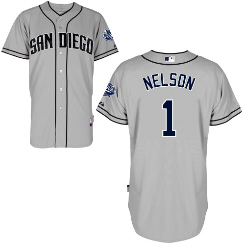 San Diego Padres #1 Chris Nelson Authentic Personalized Road Gray Jersey San Diego Padres #1 Chris Nelson Authentic Personalized Road Gray Jersey