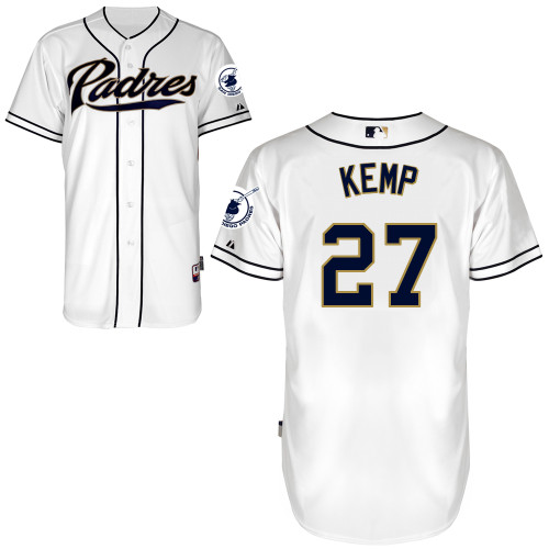 San Diego Padres #27Matt Kemp Authentic Personalized Home White Jersey San Diego Padres #27Matt Kemp Authentic Personalized Home White Jersey