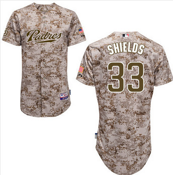 San Diego Padres 33# James Shields multi Jersey branco azul Camo da Base costurado San Diego Padres 33# James Shields multi Jersey branco azul Camo da Base costurado