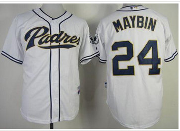 San Diego Padres #24 Cameron Maybin White Cool Base Baseball Jersey