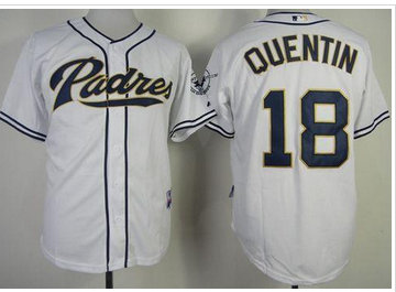 San Diego Padres #18 Carlos Quentin White Cool Base Baseball Jersey