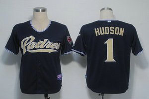 San Diego Padres 1 Hudson Dark Blue Cool Base Jersey
