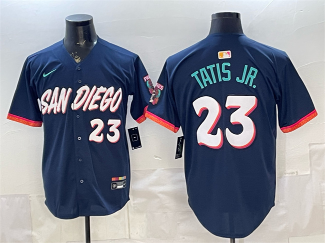 Men's San Diego Padres #23 Fernando Tatis Jr. Obsidian 2026 City Connect Limited Stitched Baseball Jersey Men's San Diego Padres #23 Fernando Tatis Jr. Obsidian 2026 City Connect Limited Stitched Baseball Jersey