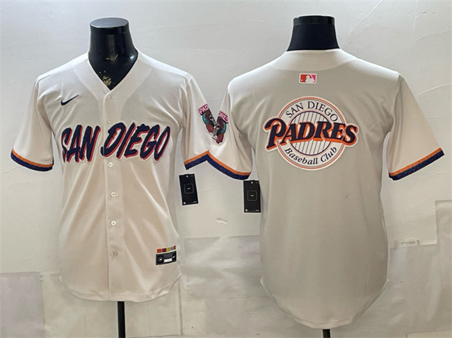 Men's San Diego Padres Team Big Logo Cream 2026 City Connect Stadium Stitched Baseball Jerseys Men's San Diego Padres Team Big Logo Cream 2026 City Connect Stadium Stitched Baseball Jerseys