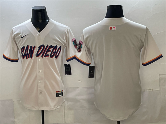 Men's San Diego Padres Blank Cream 2026 City Connect Stadium Stitched Baseball Jersey Men's San Diego Padres Blank Cream 2026 City Connect Stadium Stitched Baseball Jersey