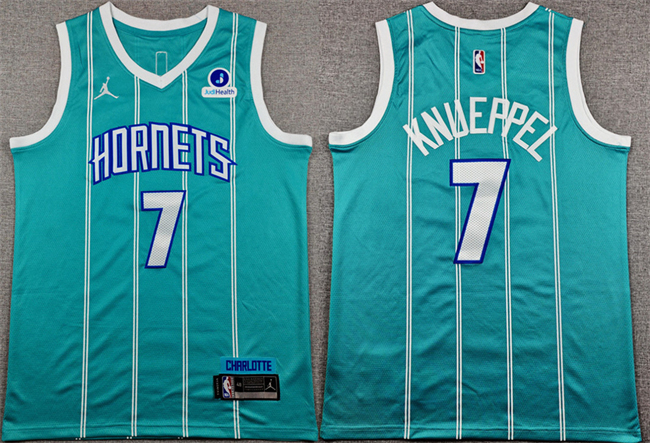 Men's Charlotte Hornets #7 Kon Knueppel Teal Icon Edition Stitched Basketball Jersey Men's Charlotte Hornets #7 Kon Knueppel Teal Icon Edition Stitched Basketball Jersey