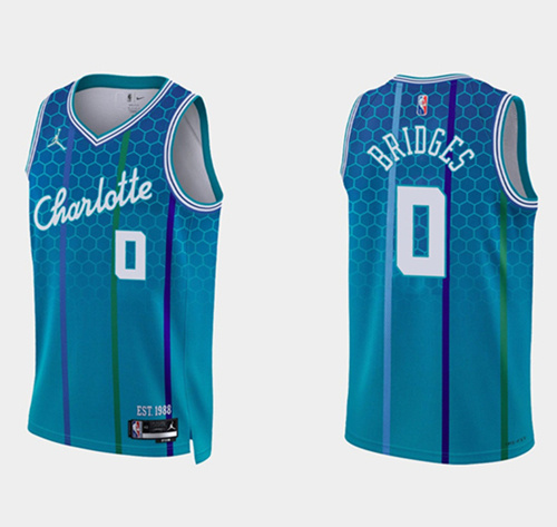 Men's Charlotte Hornets #0 Miles Bridges 2021 22 Blue 75th Anniversary City Edition Stitched Basketball Jersey Men's Charlotte Hornets #0 Miles Bridges 2021 22 Blue 75th Anniversary City Edition Stitched Basketball Jersey