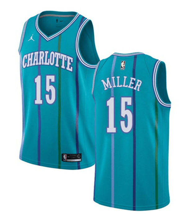 Men's Charlotte Hornets #15 Percy Miller Aqua Stitched Basketball Jersey Men's Charlotte Hornets #15 Percy Miller Aqua Stitched Basketball Jersey