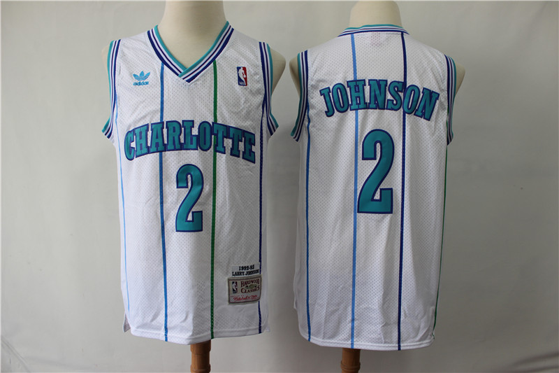 Hornets 2 Larry Johnson White 1992-93 Hardwood Classics Jersey Hornets 2 Larry Johnson White 1992-93 Hardwood Classics Jersey