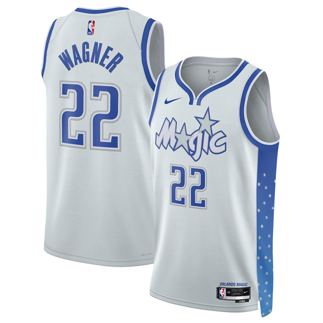Men's Orlando Magic #22 Franz Wagner Silver 2025 26 City Edition Stitched Basketball Jersey