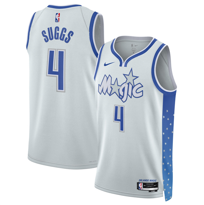 Men's Orlando Magic #4 Jalen Suggs Silver 2025 26 City Edition Stitched Basketball Jersey