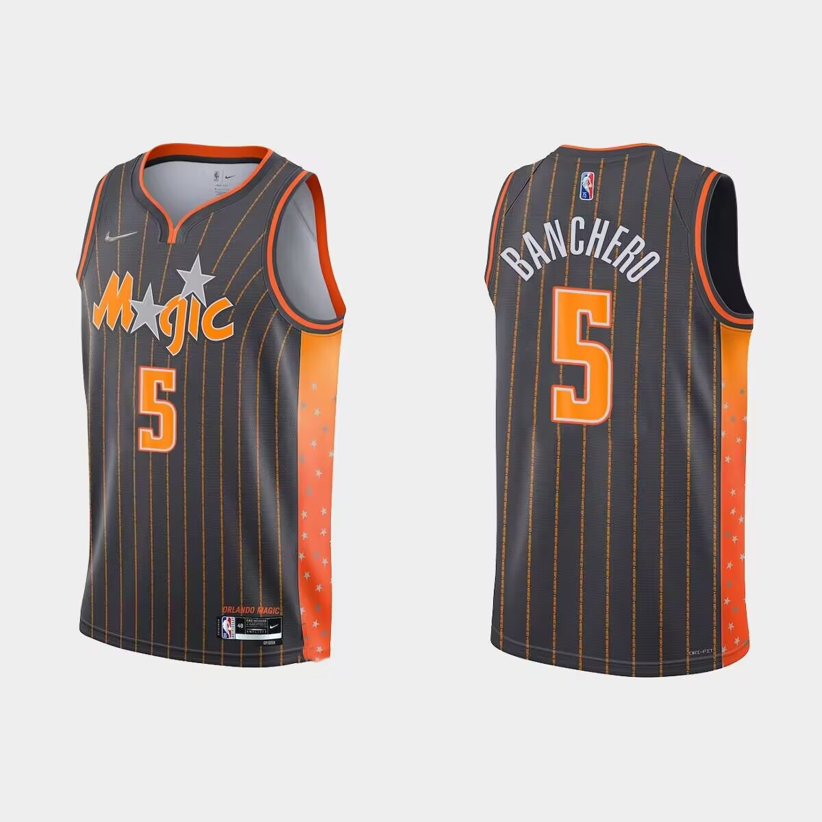 Men's Orlando Magic #5 Paolo Banchero 2021 22 City Edition Black 75th Anniversary Stitched Basketball Jersey Men's Orlando Magic #5 Paolo Banchero 2021 22 City Edition Black 75th Anniversary Stitched Basketball Jersey