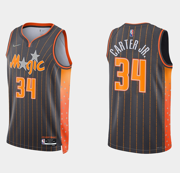 Men's Orlando Magic #34 Wendell Carter Jr. 2021 22 City Edition Black 75th Anniversary Stitched Swingman Jersey Men's Orlando Magic #34 Wendell Carter Jr. 2021 22 City Edition Black 75th Anniversary Stitched Swingman Jersey