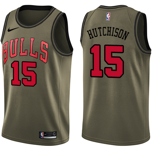 Nike Bulls #15 Chandler Hutchison Green Youth NBA Swingman Salute to Service Jersey Nike Bulls #15 Chandler Hutchison Green Youth NBA Swingman Salute to Service Jersey