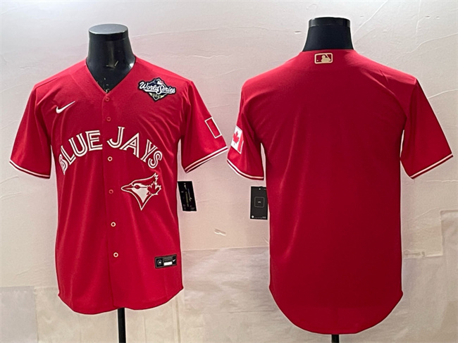 Men's Toronto Blue Jays Blank Red 2025 World Series Home Cool Base Stitched Baseball Jersey Men's Toronto Blue Jays Blank Red 2025 World Series Home Cool Base Stitched Baseball Jersey