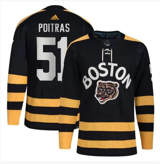 Men's Boston Bruins #51 Matthew Poitras Black Winter Classic Primegreen Stitched Jersey Men's Boston Bruins #51 Matthew Poitras Black Winter Classic Primegreen Stitched Jersey