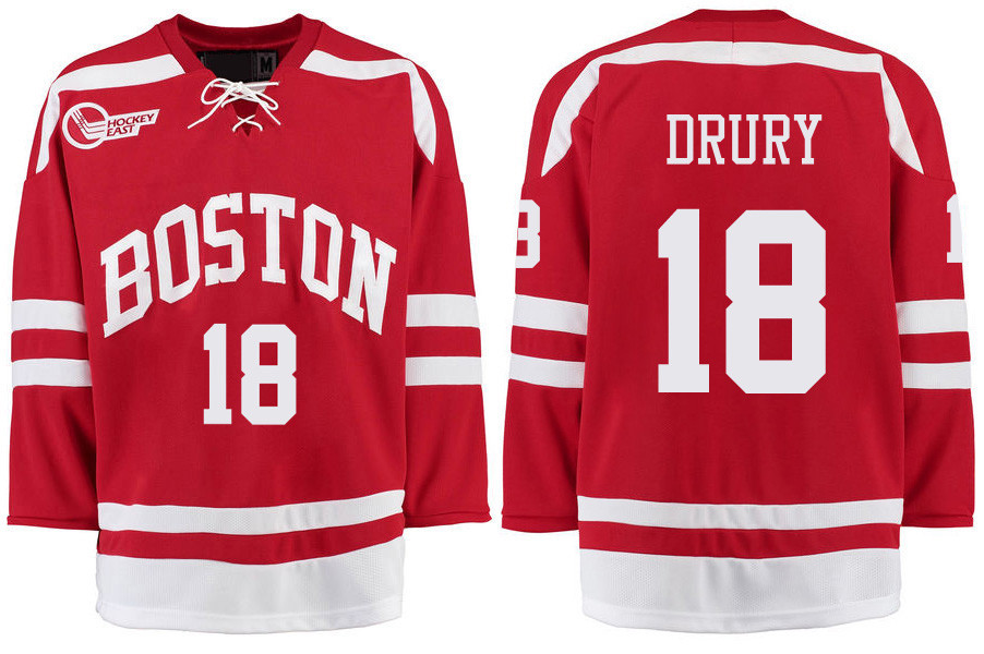 Boston University Terriers BU 18 Chris Drury Red Stitched Hockey Jersey Boston University Terriers BU 18 Chris Drury Red Stitched Hockey Jersey