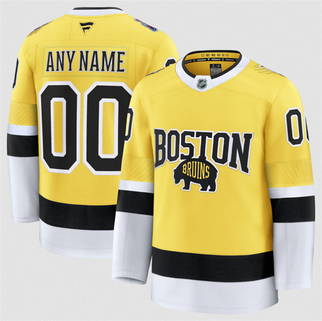 Men's Boston Bruins Custom Gold 2026 Stadium Series Stitched Hockey Jersey