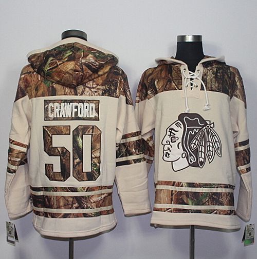 Blackhawks #50 Corey Crawford Cream Camo Stitched NHL Jersey