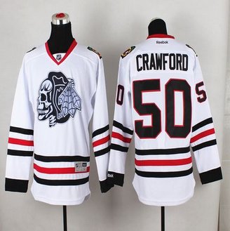 Chicago Blackhawks #50 Corey Crawford White(White Skull) Stitched NHL Jersey