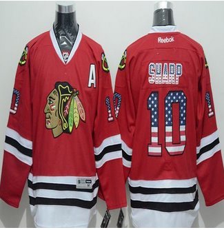 Chicago Blackhawks #10 Patrick Sharp Red USA Flag Fashion Stitched NHL Jersey