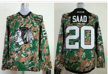 Chicago Blackhawks #20 Brandon Saad Camo Veterans Day Practice Stitched NHL Jersey