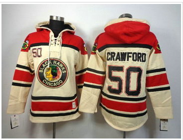 Chicago Blackhawks #50 Corey Crawford White Sawyer Hooded Sweatshirt NHL Jersey